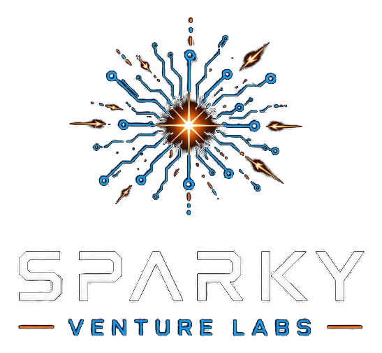 Sparky Venture Labs stacked logo — glowing circuit starburst over the wordmark